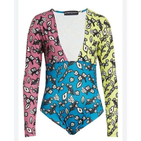 KIMBERLY GOLDSON CHLO MIXED FLORAL BODYSUIT NWT Size Large - Picture 8 of 15